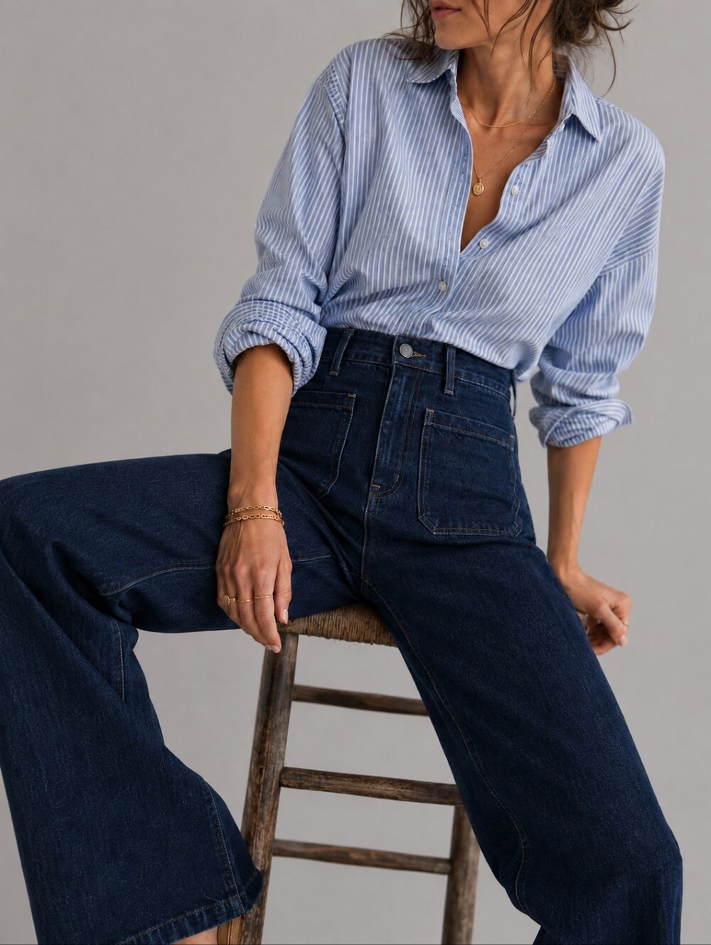 FRAME Le Slim Palazzo High Rise Wide Leg Jeans Thunderstorm Womens Size 26